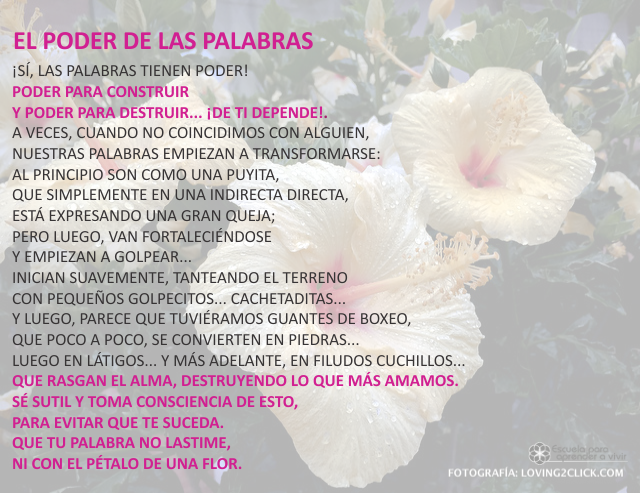 El poder de las palabras Septiembre 9 de 2009